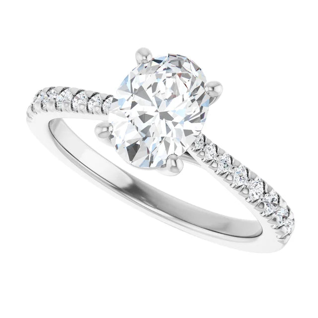 Continuum Silver Oval Brilliant Moissanite Engagement Ring