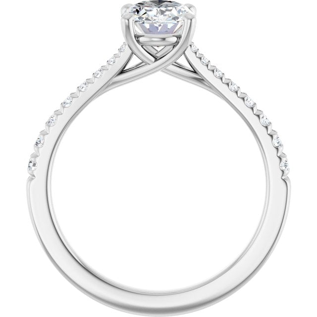 1.25 Carat Continuum Silver Oval Brilliant Moissanite Accented Engagement Ring