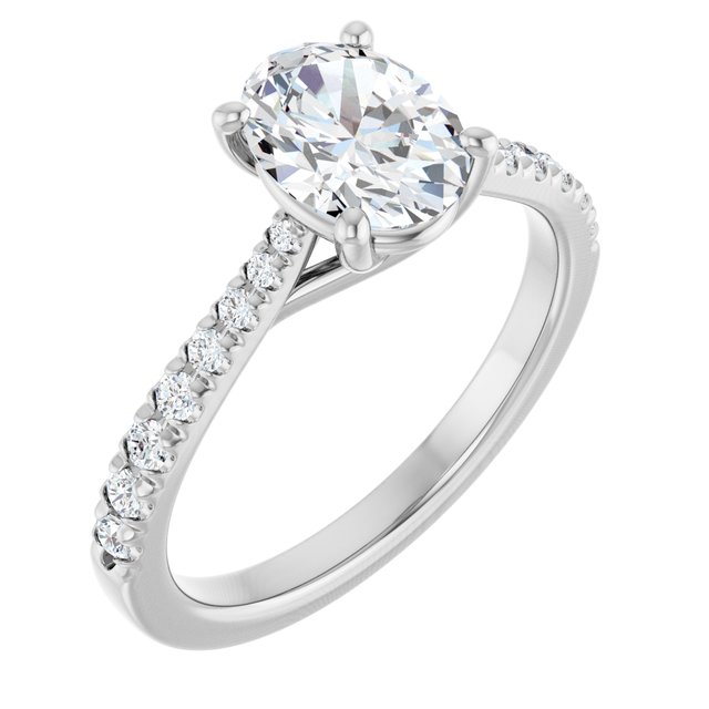 1.25 Carat Continuum Silver Oval Brilliant Moissanite Accented Engagement Ring