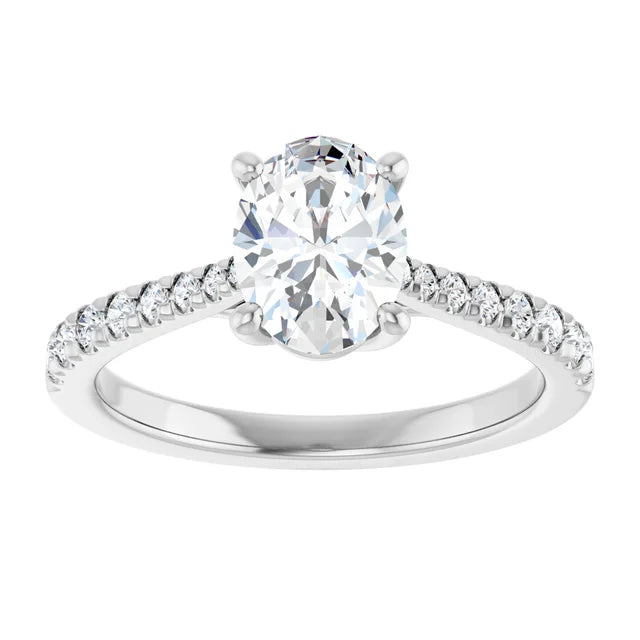 Continuum Silver Oval Brilliant Moissanite Engagement Ring