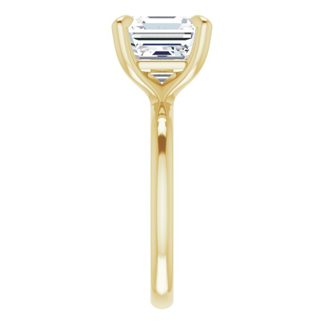 4 Carat Yellow Gold Asscher Brilliant Moissanite Solitaire Engagement Ring