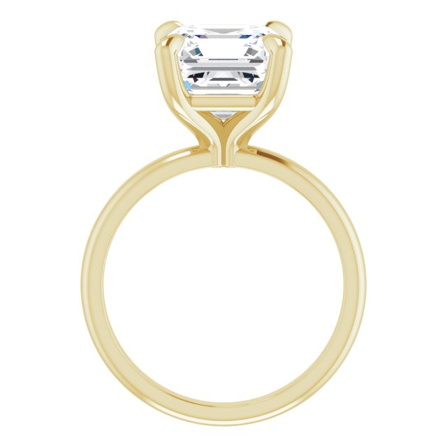 4 Carat Yellow Gold Asscher Brilliant Moissanite Solitaire Engagement Ring