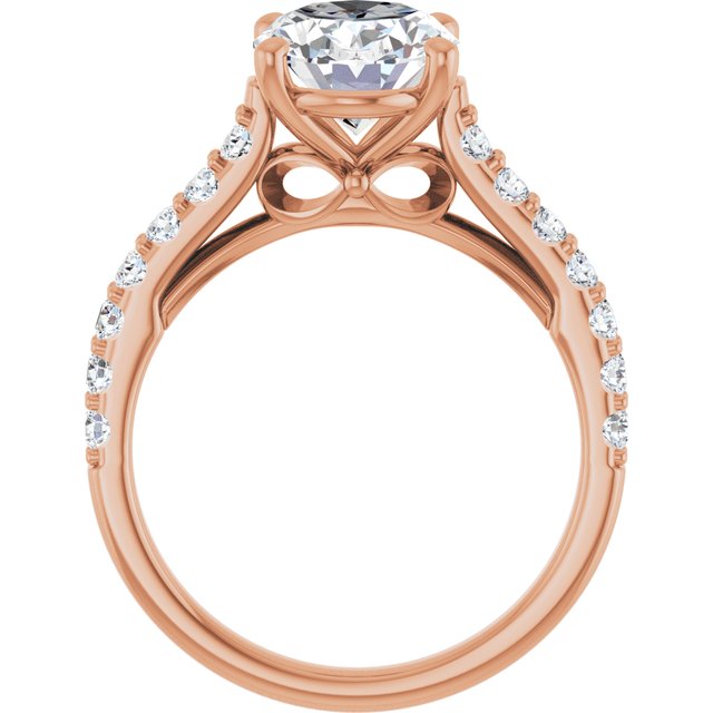 2.5 Carat Rose Gold Oval Brilliant Moissanite Accented Engagement Ring
