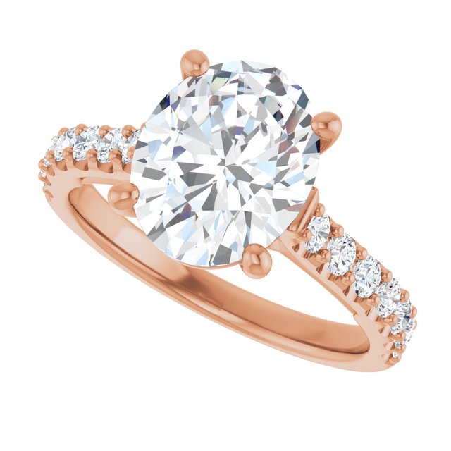 2.5 Carat Rose Gold Oval Brilliant Moissanite Accented Engagement Ring