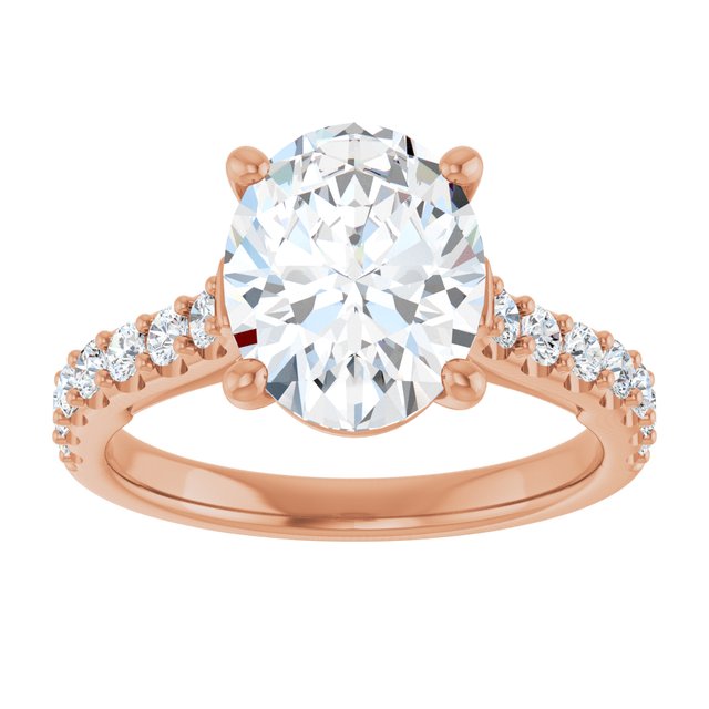 2.5 Carat Rose Gold Oval Brilliant Moissanite Accented Engagement Ring