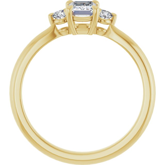 0.73 Carat Yellow Gold Emerald Lab Grown Three Stone Engagement Ring