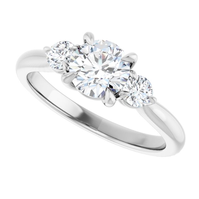 0.75 Carat White Gold Round Brilliant Moissanite Three Stone Engagement Ring