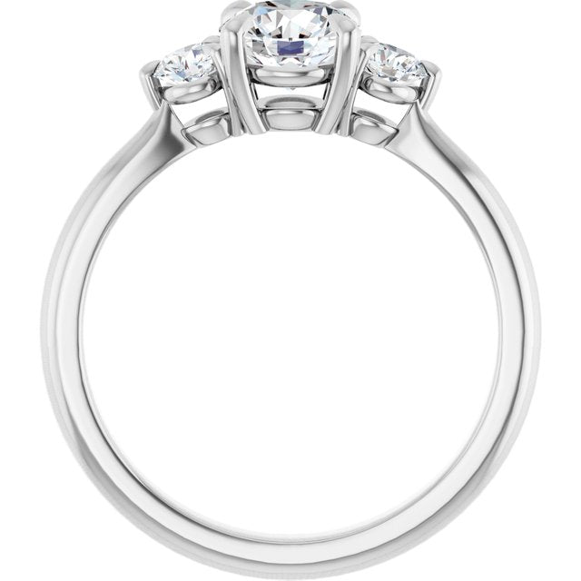 0.75 Carat White Gold Round Brilliant Moissanite Three Stone Engagement Ring