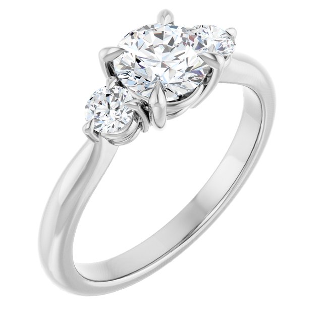 0.75 Carat White Gold Round Brilliant Moissanite Three Stone Engagement Ring