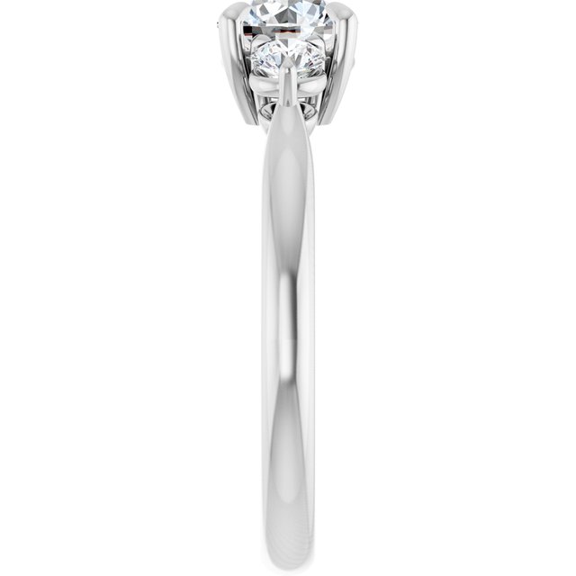 0.75 Carat White Gold Round Brilliant Moissanite Three Stone Engagement Ring