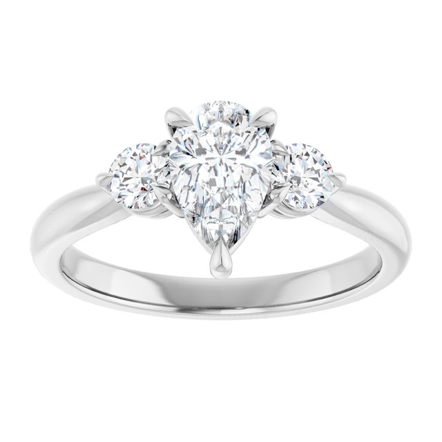 1.25 Carat Continuum Silver Pear Brilliant Moissanite Three Stone Engagement Ring