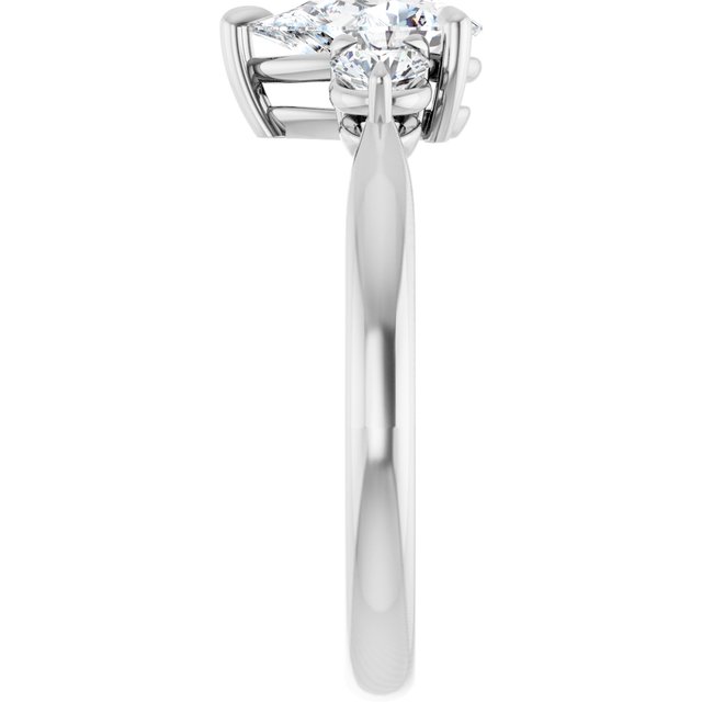 1.25 Carat Continuum Silver Pear Brilliant Moissanite Three Stone Engagement Ring