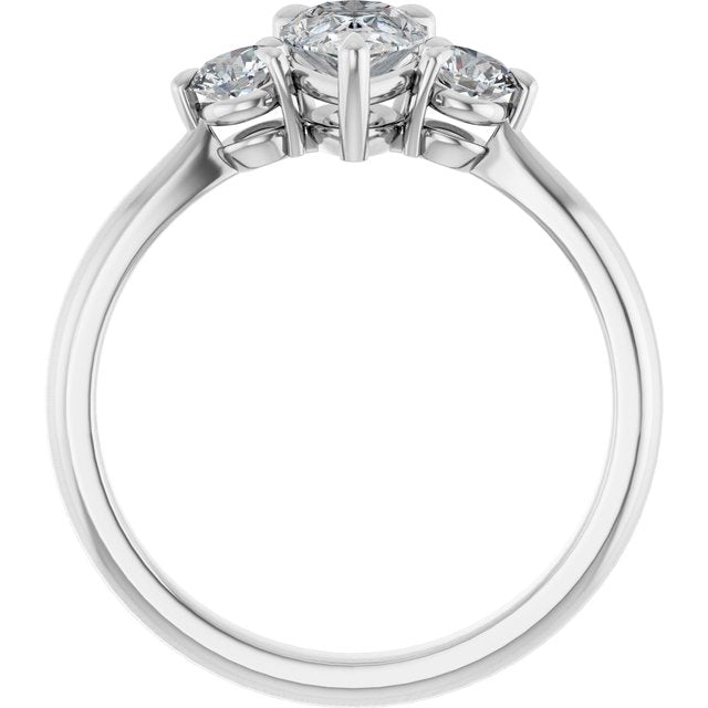 1.25 Carat Continuum Silver Pear Brilliant Moissanite Three Stone Engagement Ring