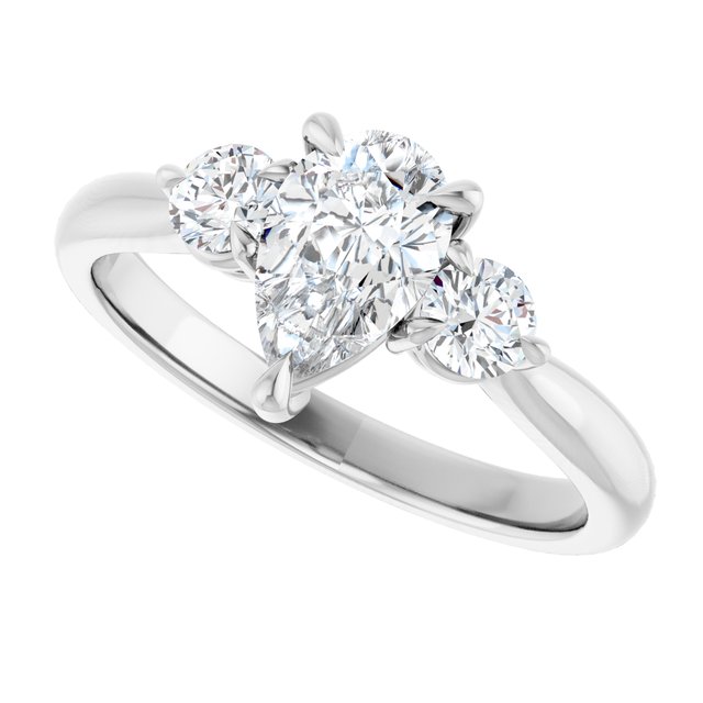 1.25 Carat Continuum Silver Pear Brilliant Moissanite Three Stone Engagement Ring