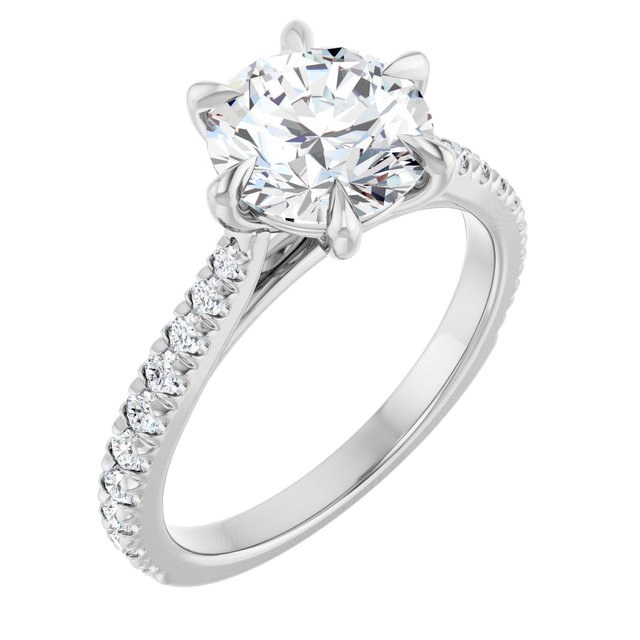 2.30ct Carat Round Brilliant Lab Grown Diamond Accented Engagement Ring