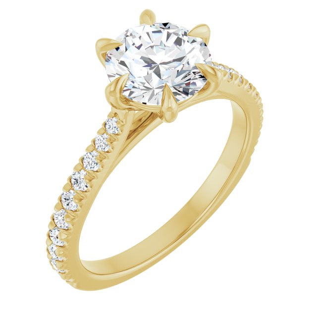 Platinum Round Brilliant Lab Grown Diamond Accented Engagement Ring