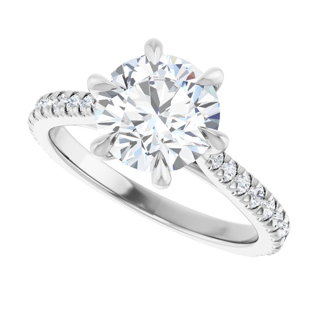 2.30ct Carat Round Brilliant Lab Grown Diamond Accented Engagement Ring