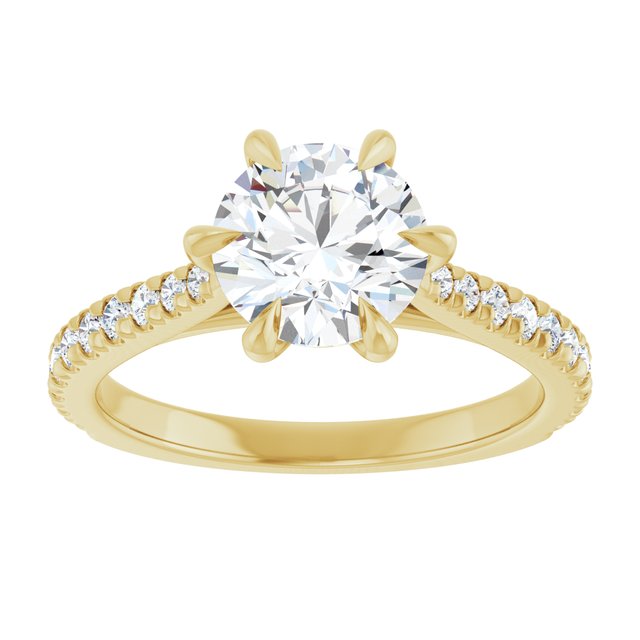 Platinum Round Brilliant Lab Grown Diamond Accented Engagement Ring