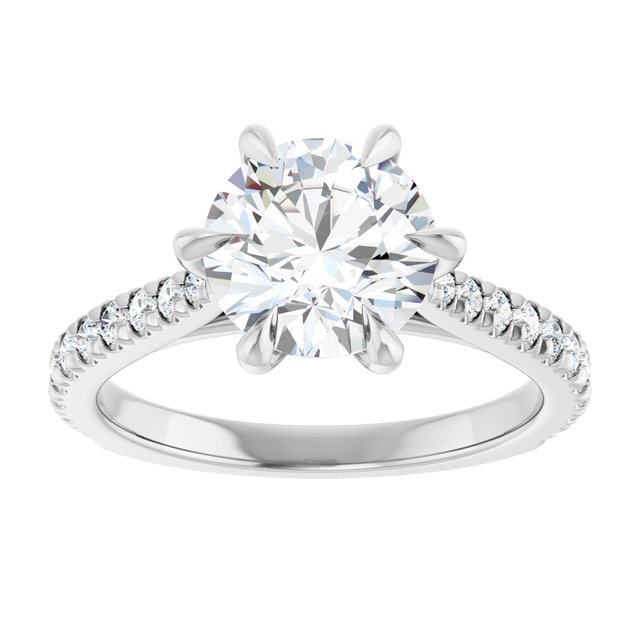 2.30ct Carat Round Brilliant Lab Grown Diamond Accented Engagement Ring