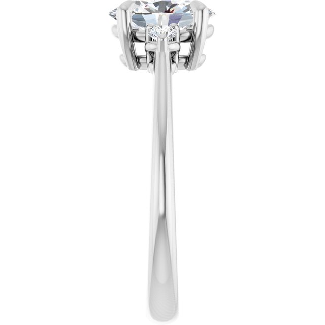 1.25 Carat Continuum Silver Oval Brilliant Moissanite Three Stone Engagement Ring