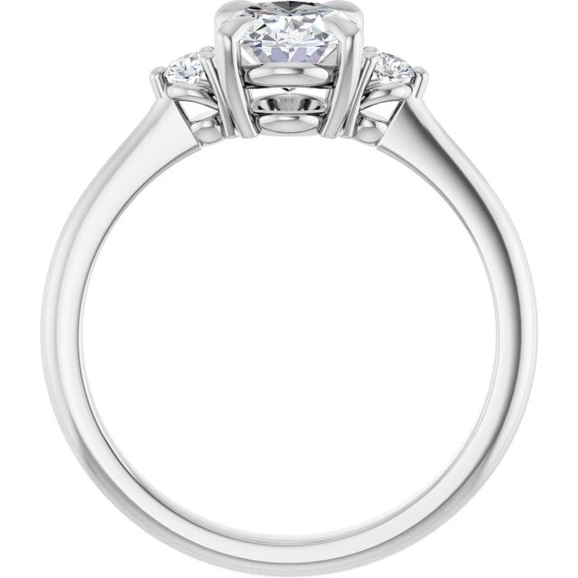 1.25 Carat Continuum Silver Oval Brilliant Moissanite Three Stone Engagement Ring