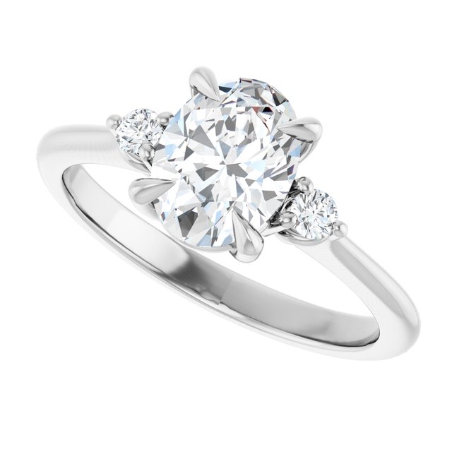 1.25 Carat Continuum Silver Oval Brilliant Moissanite Three Stone Engagement Ring