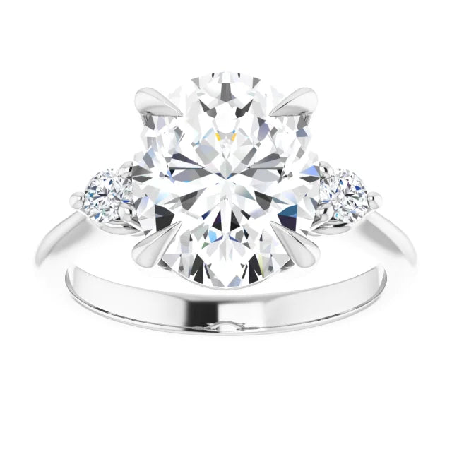 Continuum Silver Oval Brilliant Moissanite Three Stone Engagement Ring