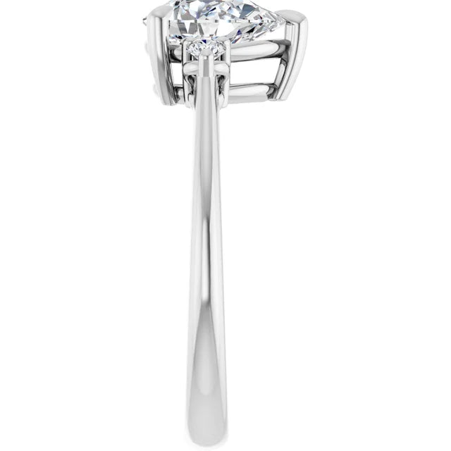 Continuum Silver Pear Brilliant Moissanite Three Stone Engagement Ring