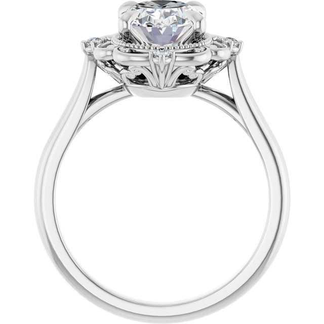 2.50ct Oval Brilliant Moissanite Vintage Design Engagement Ring