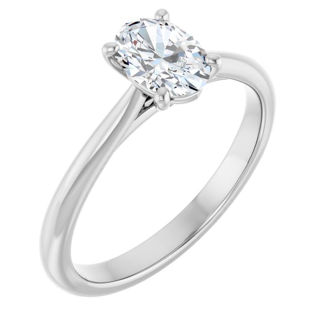 0.75 Carat White Gold Oval Brilliant Moissanite Solitaire Engagement Ring