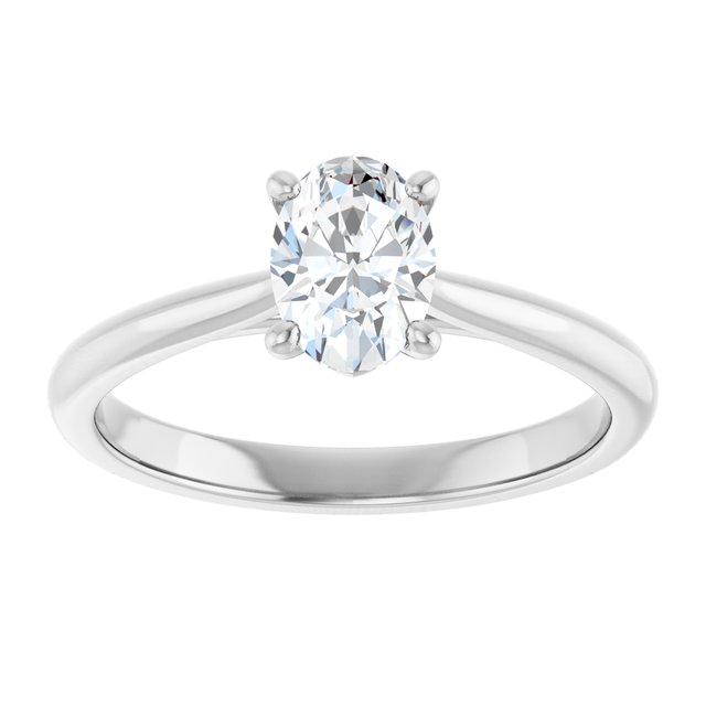 0.75 Carat White Gold Oval Brilliant Moissanite Solitaire Engagement Ring