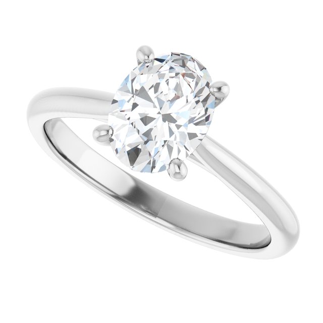 1.07 Carat White Gold Oval Lab Grown Solitaire Engagement Ring
