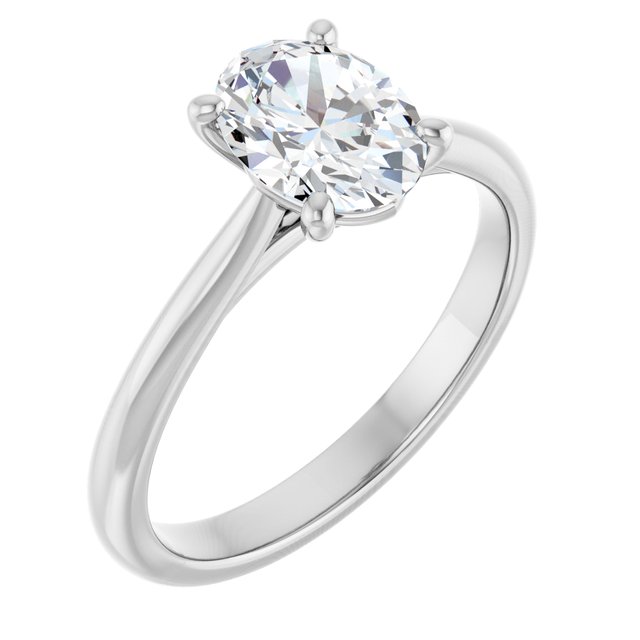 1.07 Carat White Gold Oval Lab Grown Solitaire Engagement Ring