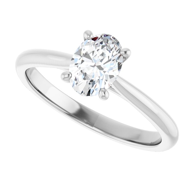 0.75 Carat White Gold Oval Brilliant Moissanite Solitaire Engagement Ring