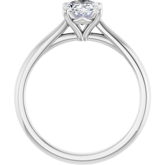 1.07 Carat White Gold Oval Lab Grown Solitaire Engagement Ring