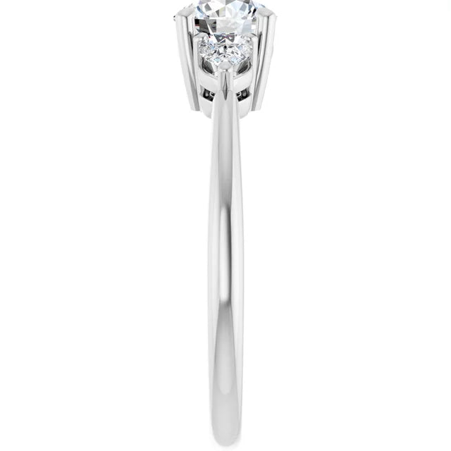 Continuum Silver Round Brilliant Moissanite Three Stone Engagement Ring