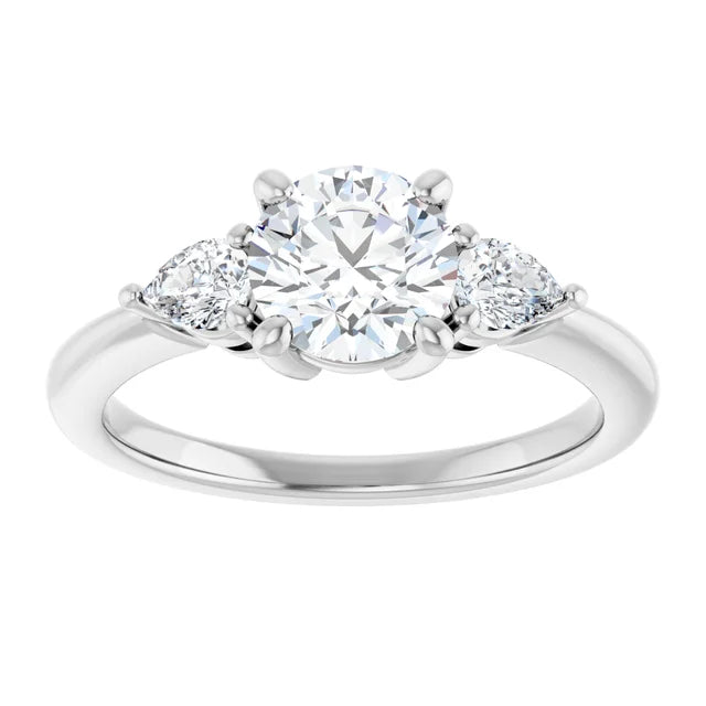 Continuum Silver Round Brilliant Moissanite Three Stone Engagement Ring