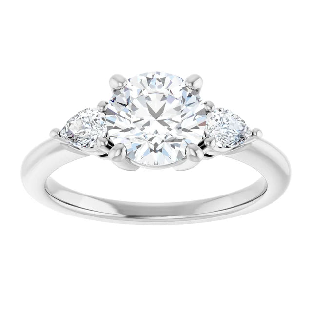 Continuum Silver Round Brilliant Moissanite Three Stone Engagement Ring