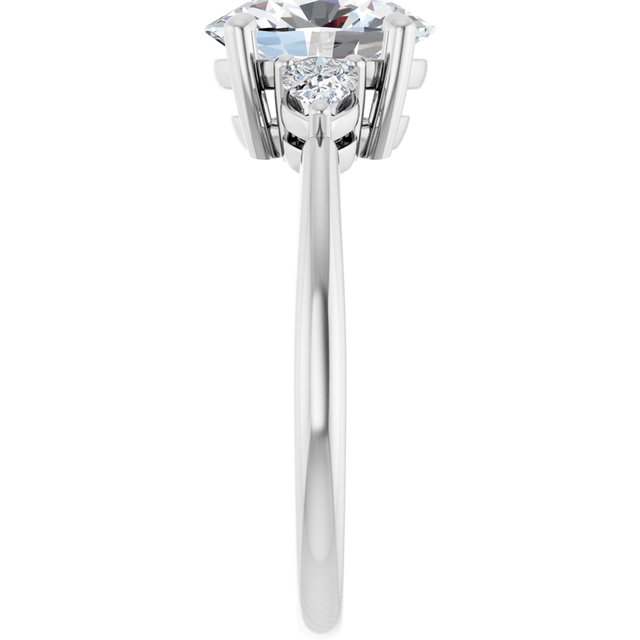 2 Carat Platinum Oval Brilliant Moissanite Three Stone Engagement Ring