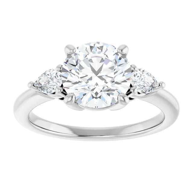 Continuum Silver Round Brilliant Moissanite Three Stone Engagement Ring