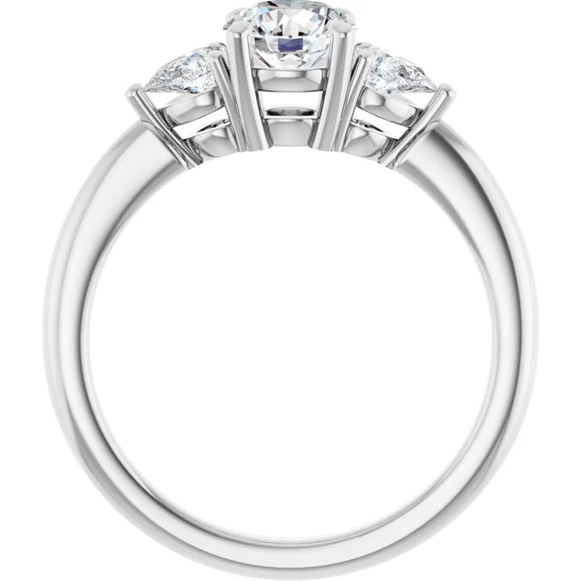 Continuum Silver Round Brilliant Moissanite Three Stone Engagement Ring