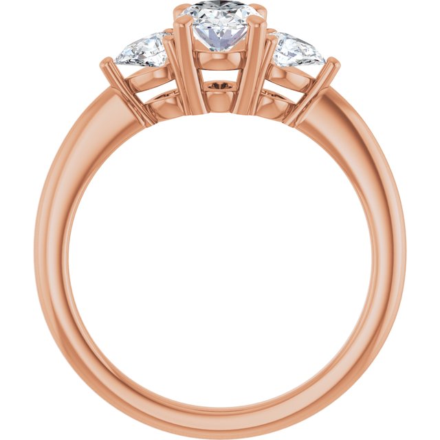 0.75 Carat Rose Gold Oval Brilliant Moissanite Three Stone Engagement Ring
