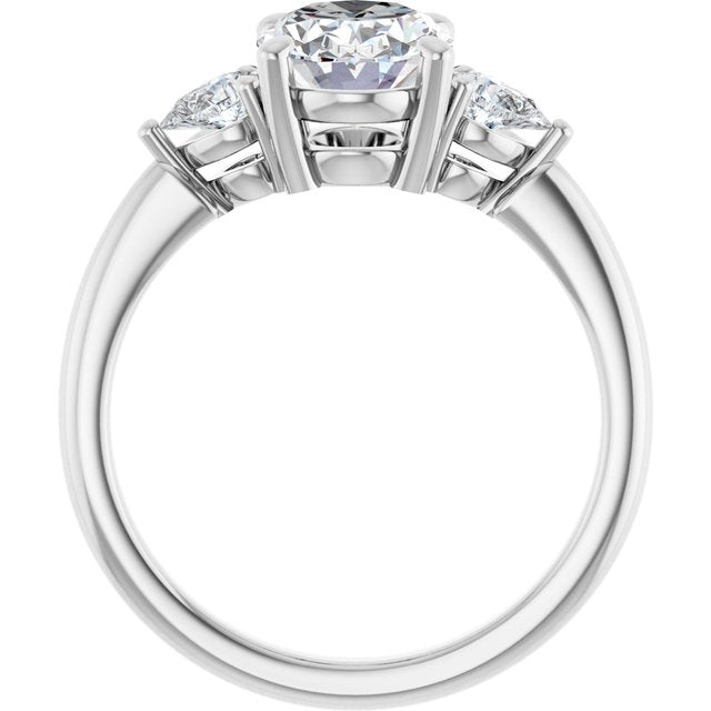 2 Carat Platinum Oval Brilliant Moissanite Three Stone Engagement Ring