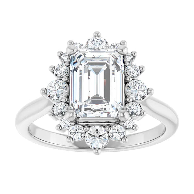 Four and a Half Carat Continuum Emerald Shape Moissanite Engagement Ring