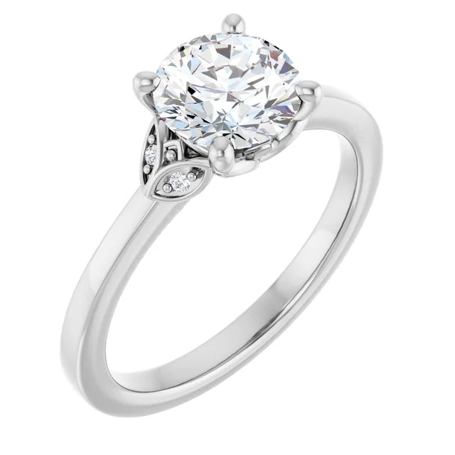 Continuum Silver Round Brilliant Moissanite Accented Engagement Ring