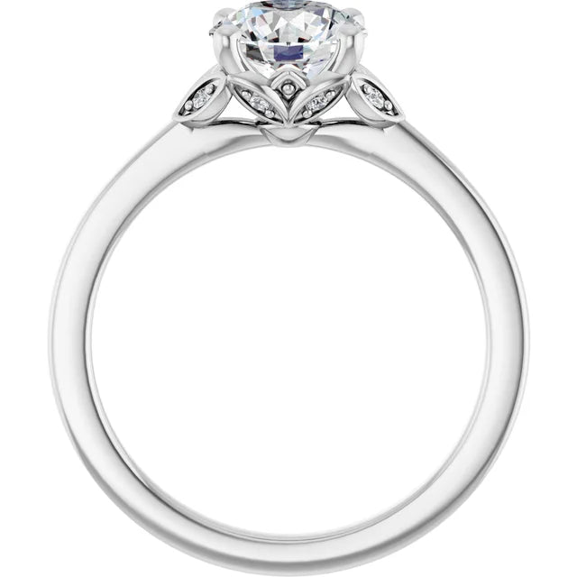 Continuum Silver Round Brilliant Moissanite Accented Engagement Ring