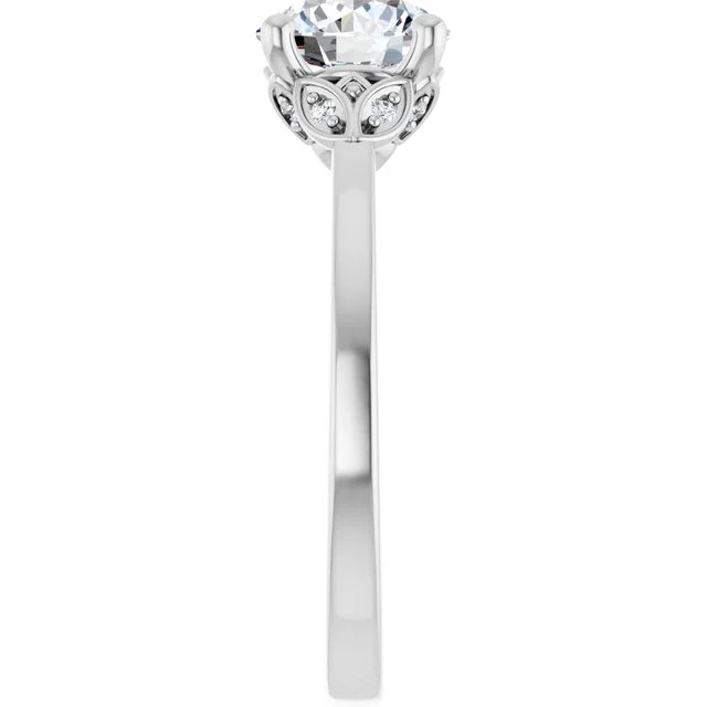 Continuum Silver Round Brilliant Moissanite Accented Engagement Ring