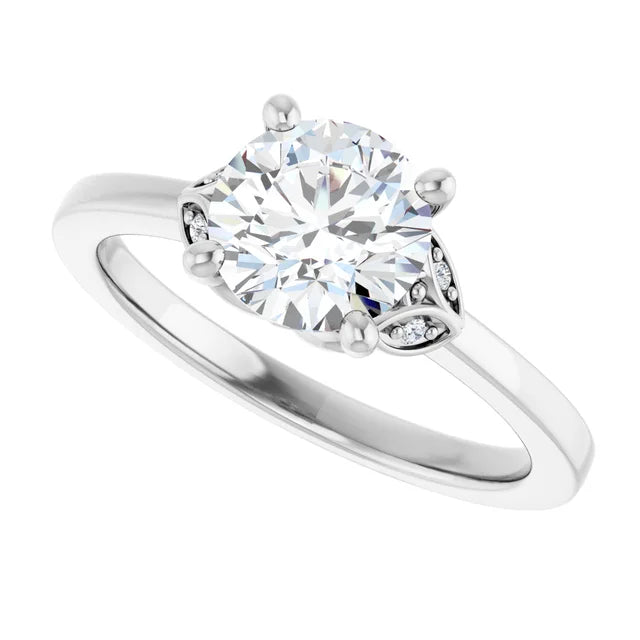 Continuum Silver Round Brilliant Moissanite Accented Engagement Ring