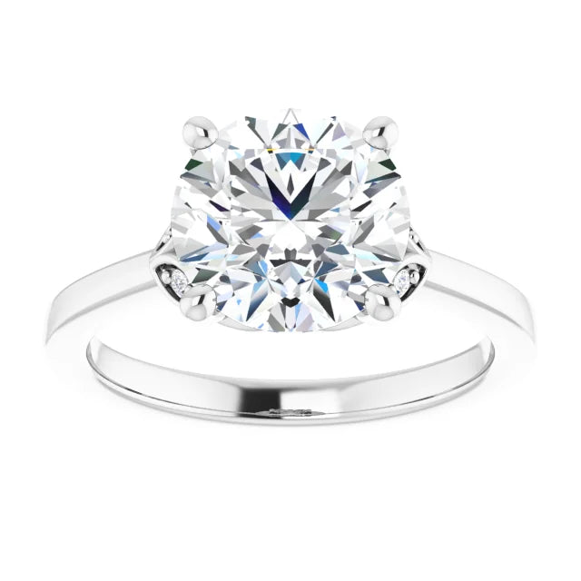 Continuum Silver Round Brilliant Moissanite Accented Engagement Ring
