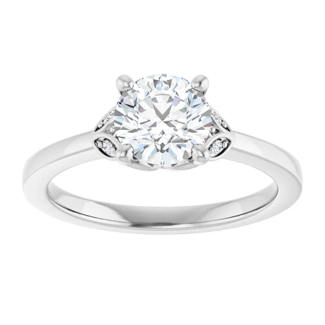 Continuum Silver Round Brilliant Moissanite Accented Engagement Ring